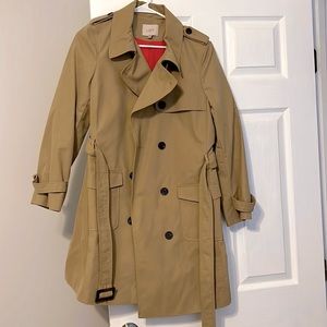 LOFT Camel Double-Breasted Trench Coat